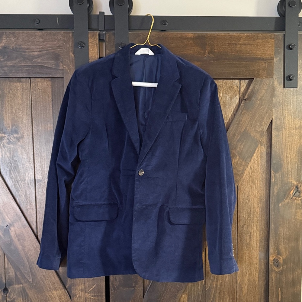 Older boys Navy Blue velour Blazer